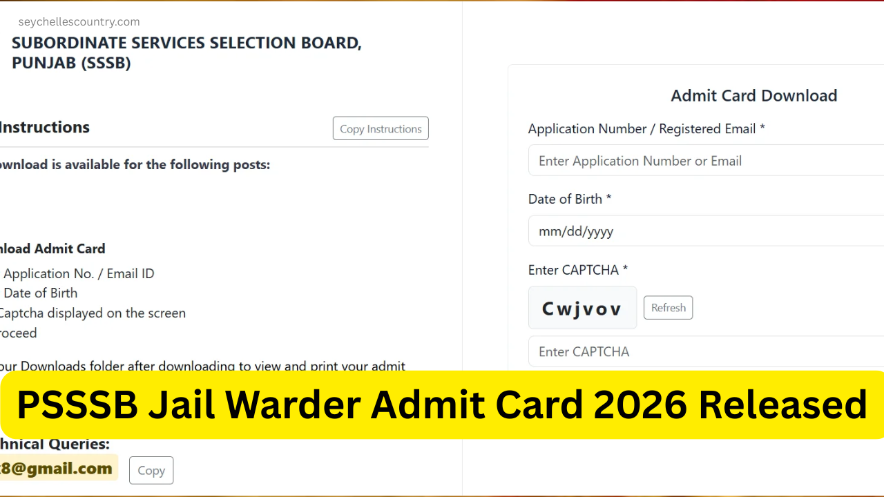 PSSSB Jail Warder Admit Card 2026 Released for July 26 Exam