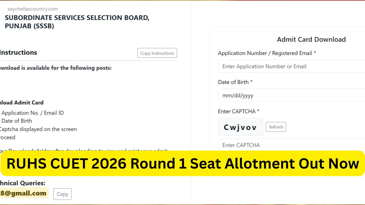 RUHS CUET 2026 Round 1 Seat Allotment Out Now