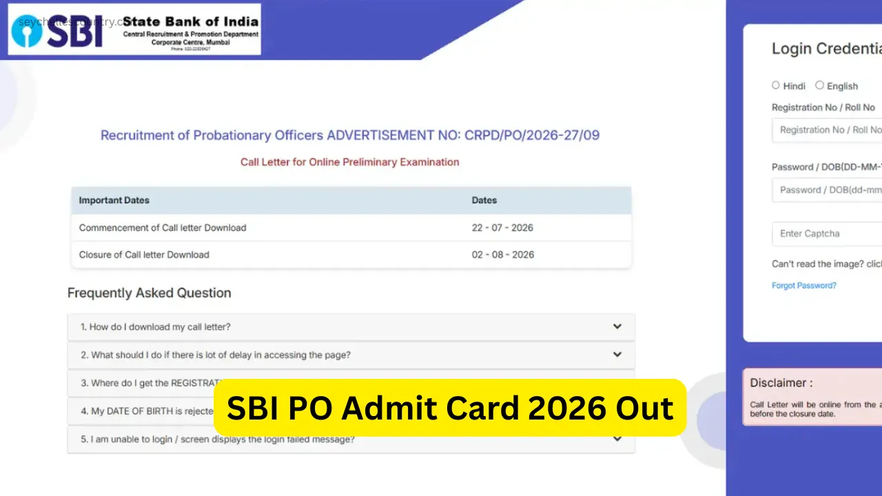 SBI PO Admit Card 2026 Out